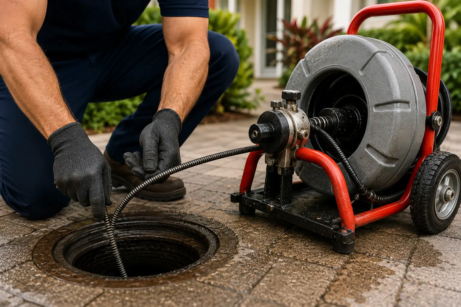 Drain cleaning and sewer service in an older Pompano Beach home