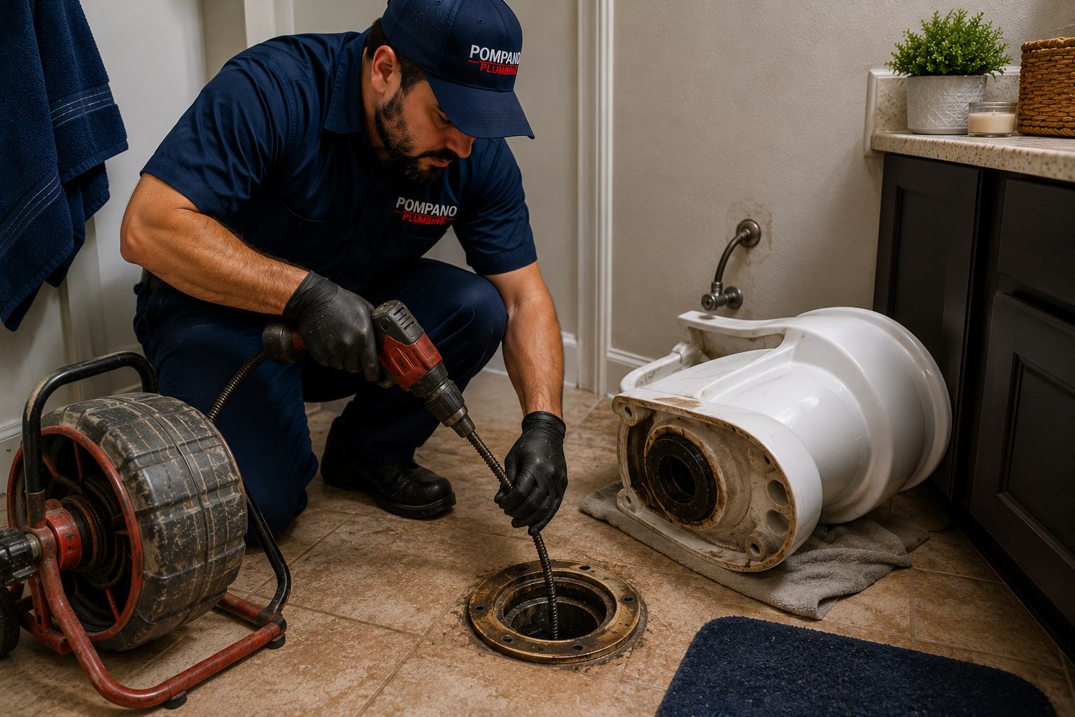 clogged toilet pompano beach pulled to clear clog