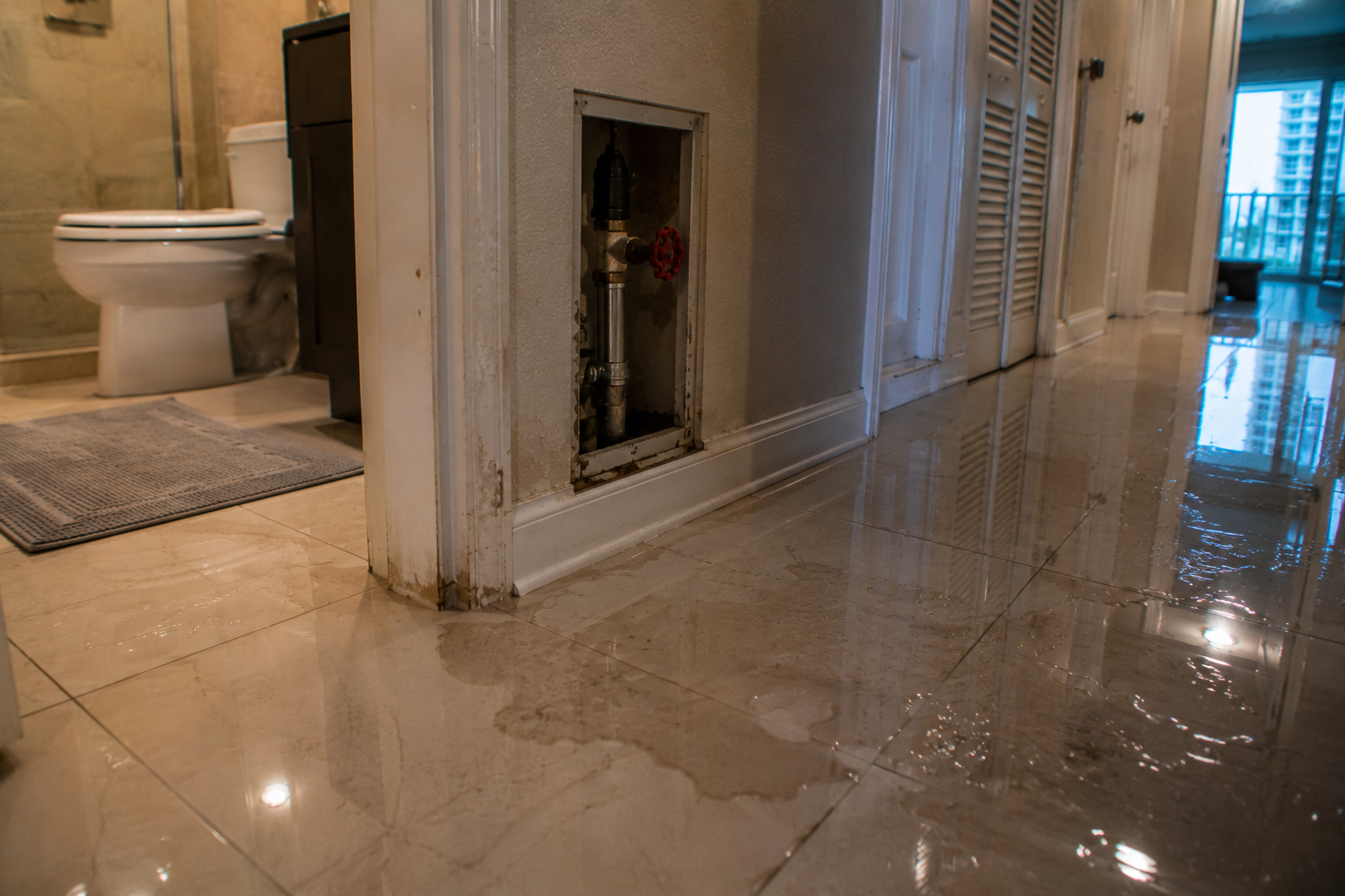 Condo water shutoff help during active plumbing leak emergency in Pompano Beach