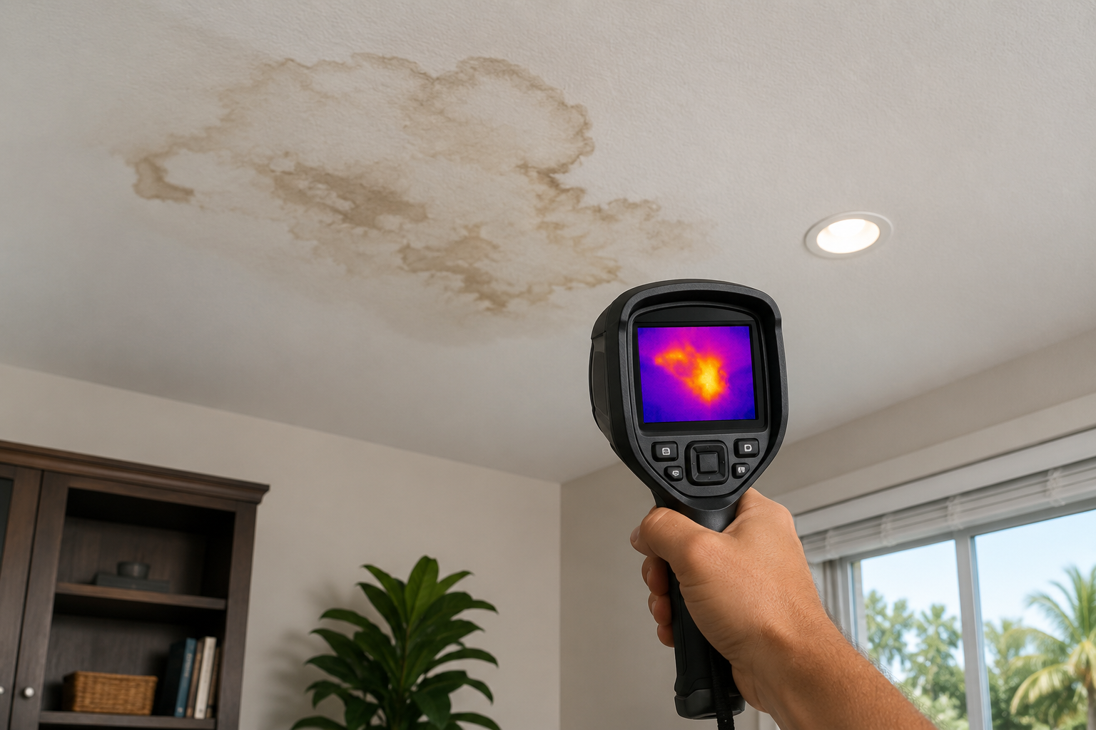 Ceiling leak detection inside a Coral Springs home