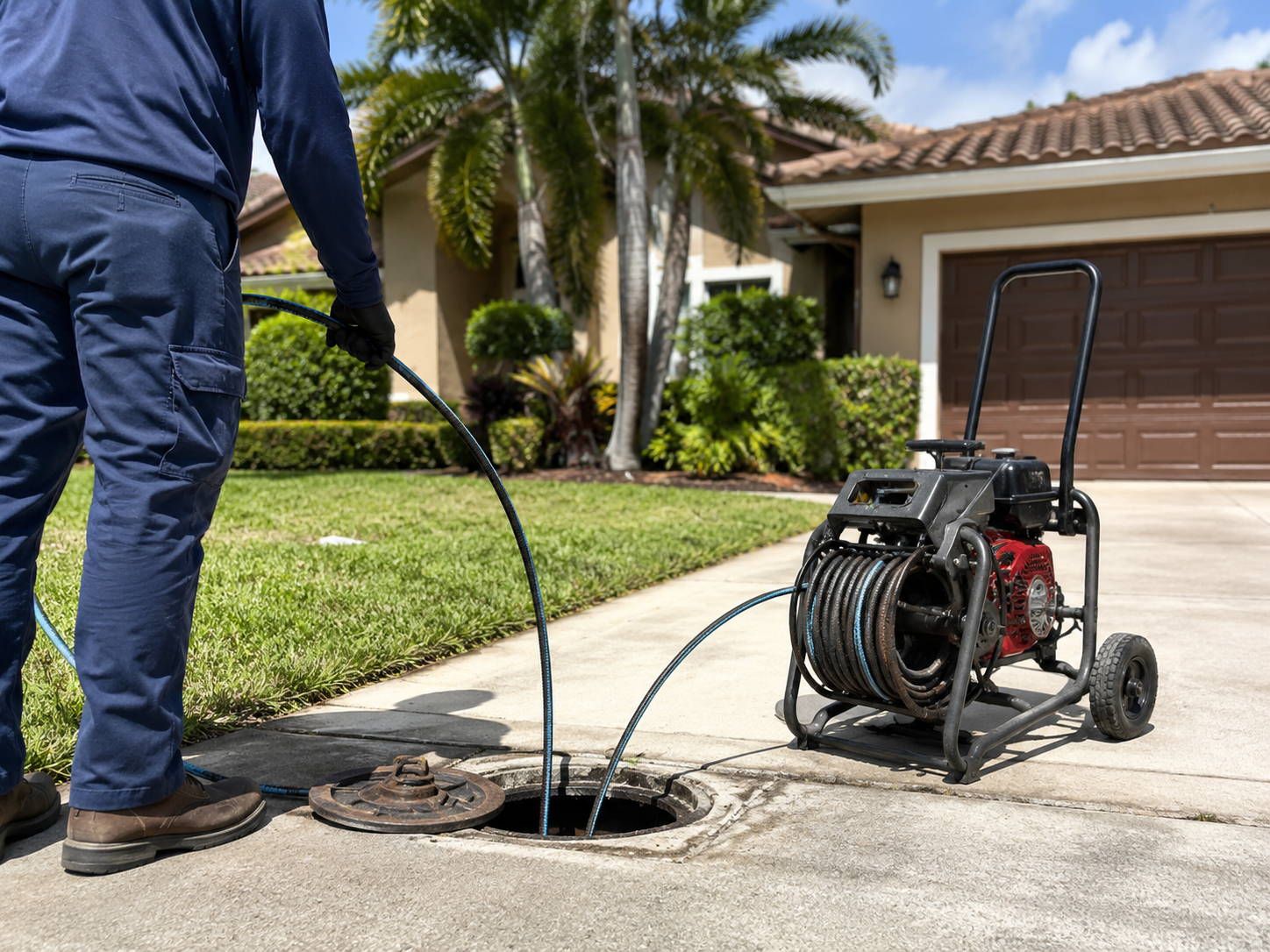 Drain cleaning service at a Coral Springs home