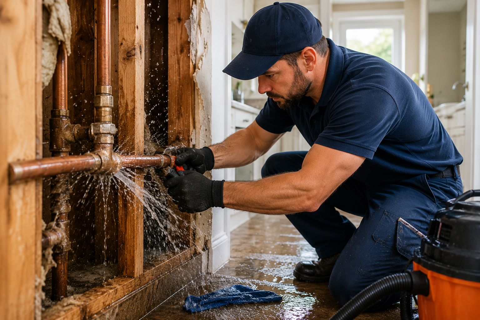 Emergency water leak repair inside Pompano Beach home