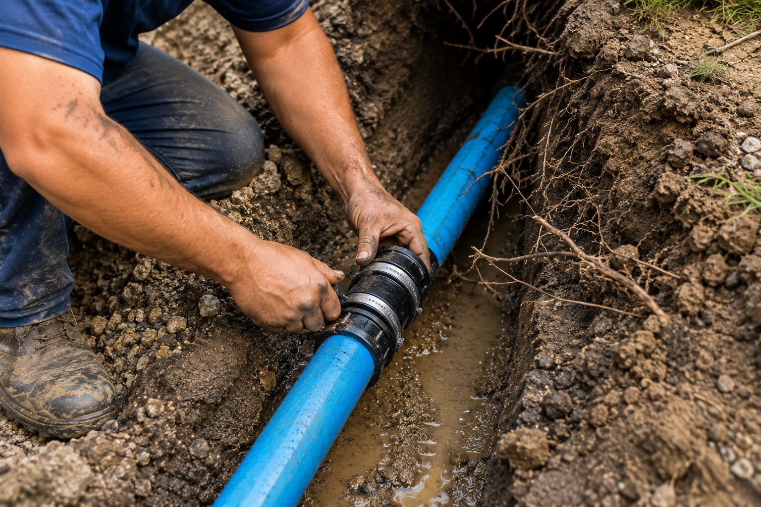 clamped water line repair pompano beach florida