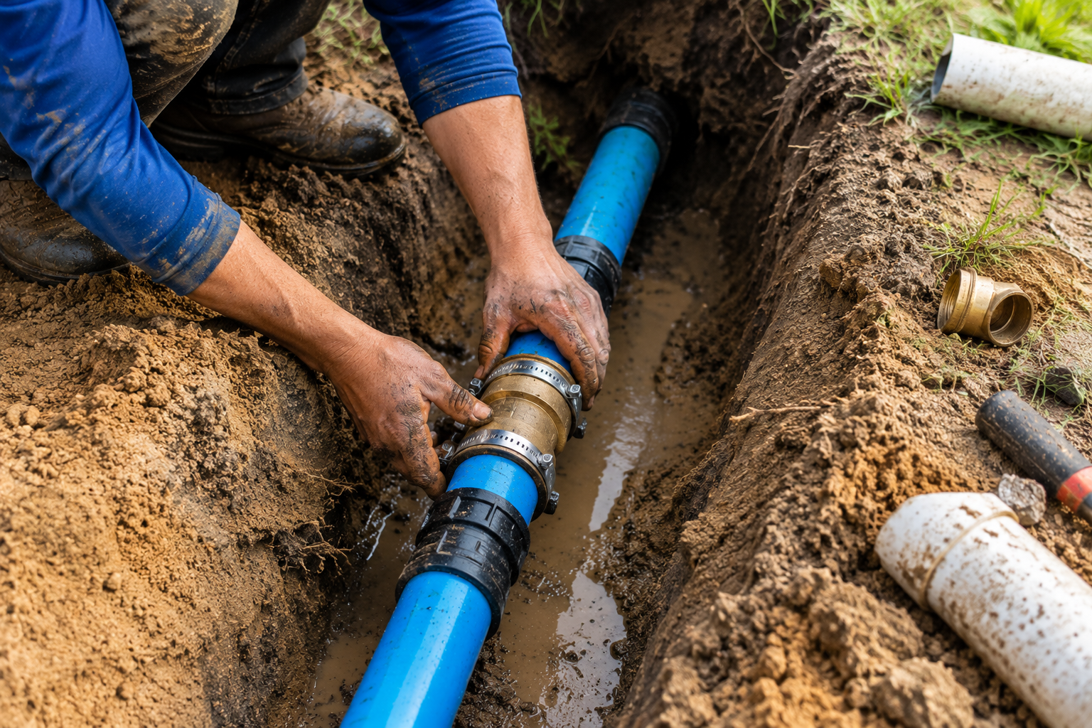 Underground water line repair in a Pompano Beach residential property