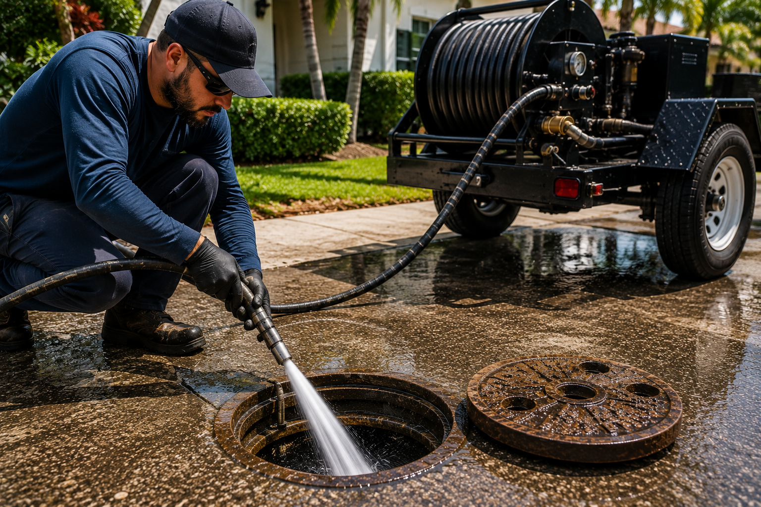 hydro jetting a drain line in pompano beach