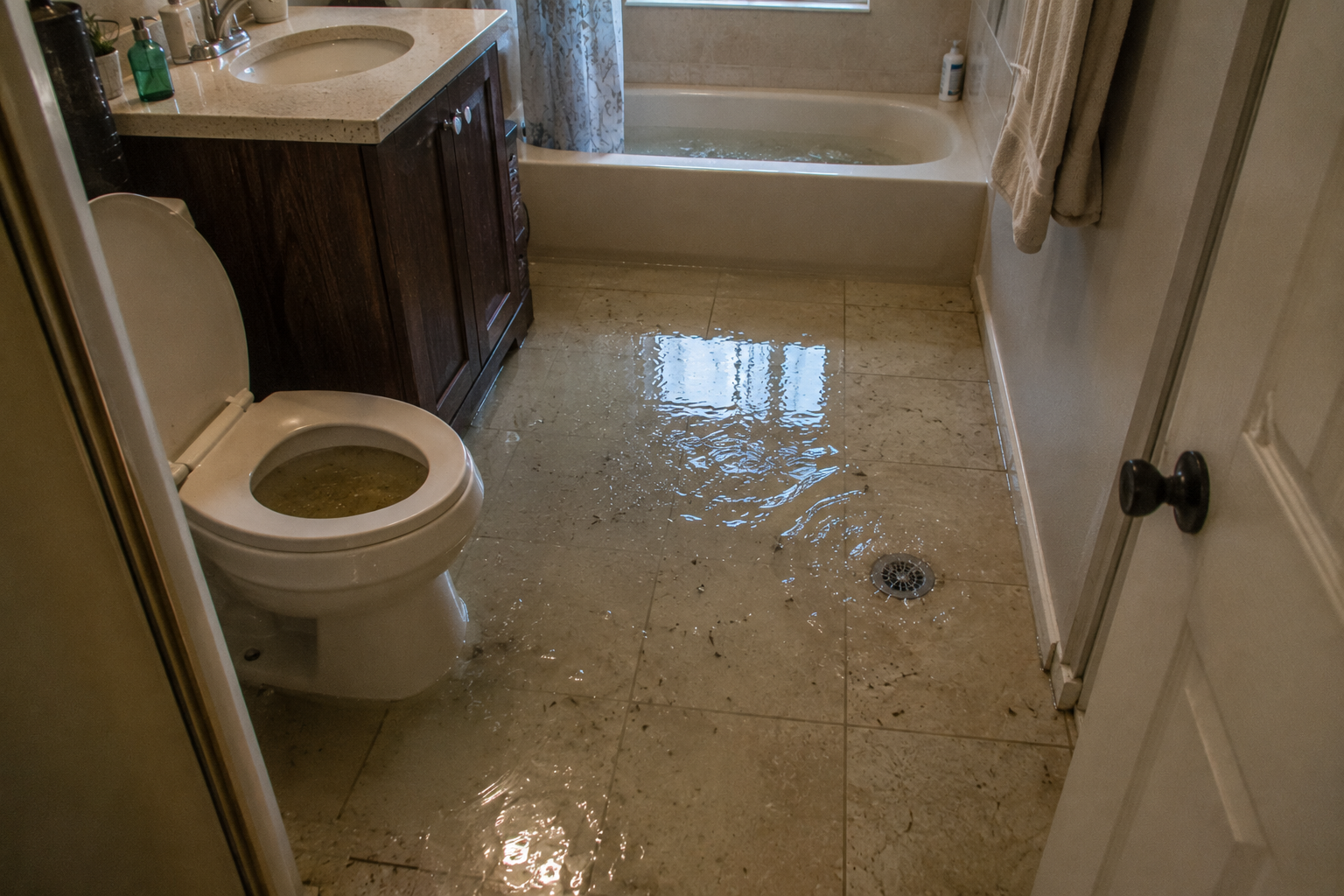 Multiple drain backup emergency inside Pompano Beach home