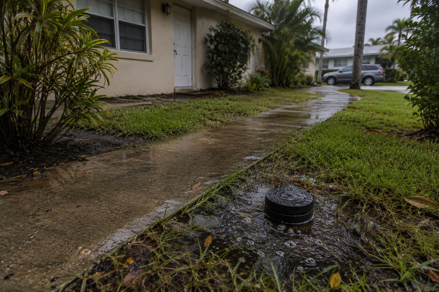 Sewer odor after rain near older Pompano Beach home