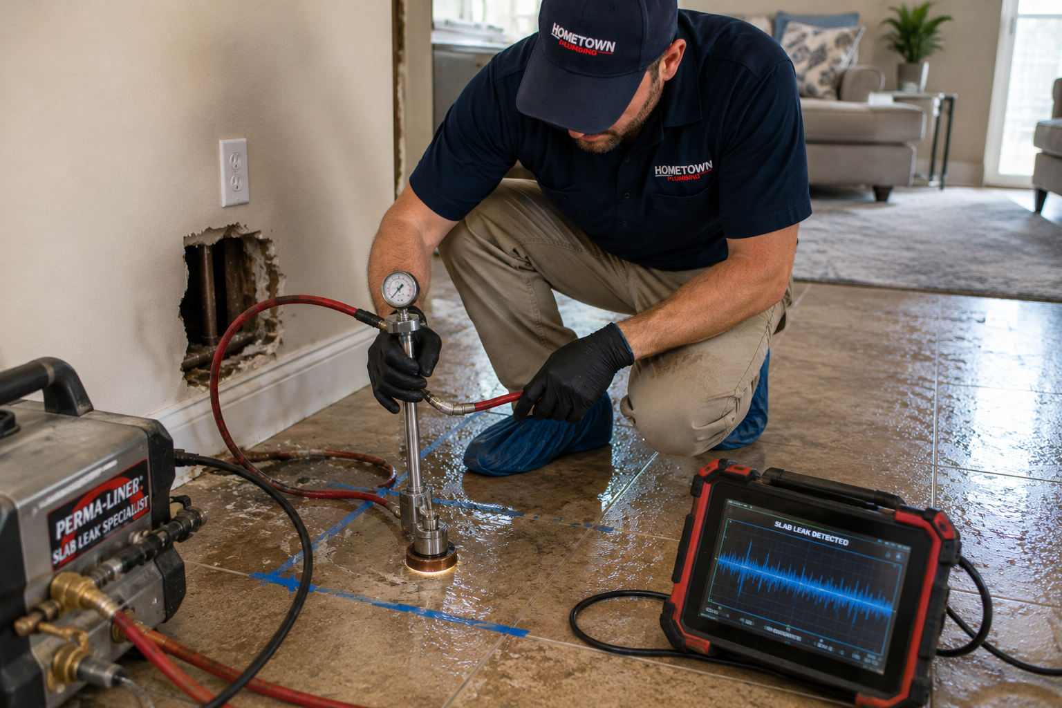Slab leak repair in older Pompano Beach home