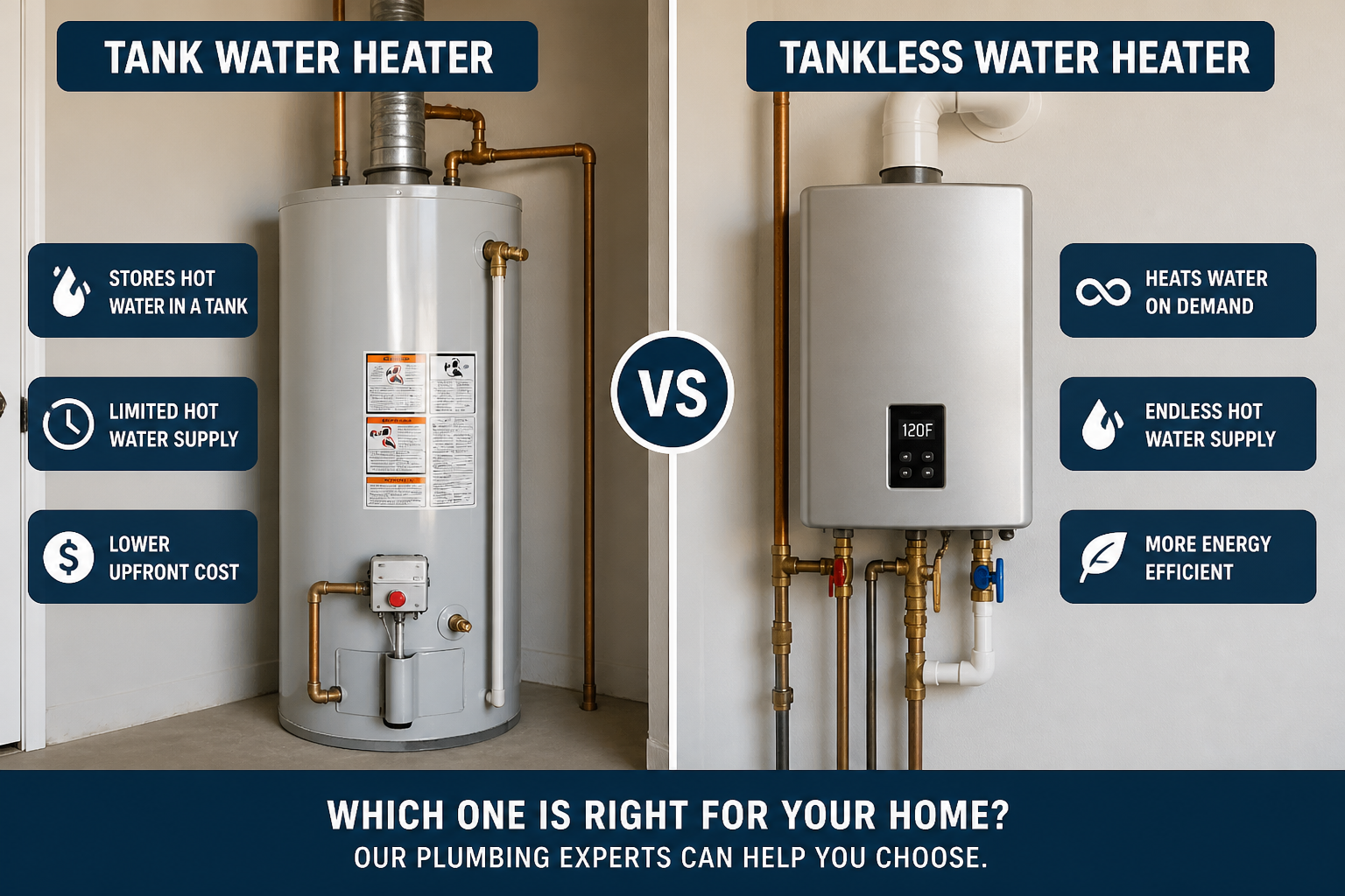 Tank vs tankless water heater comparison
