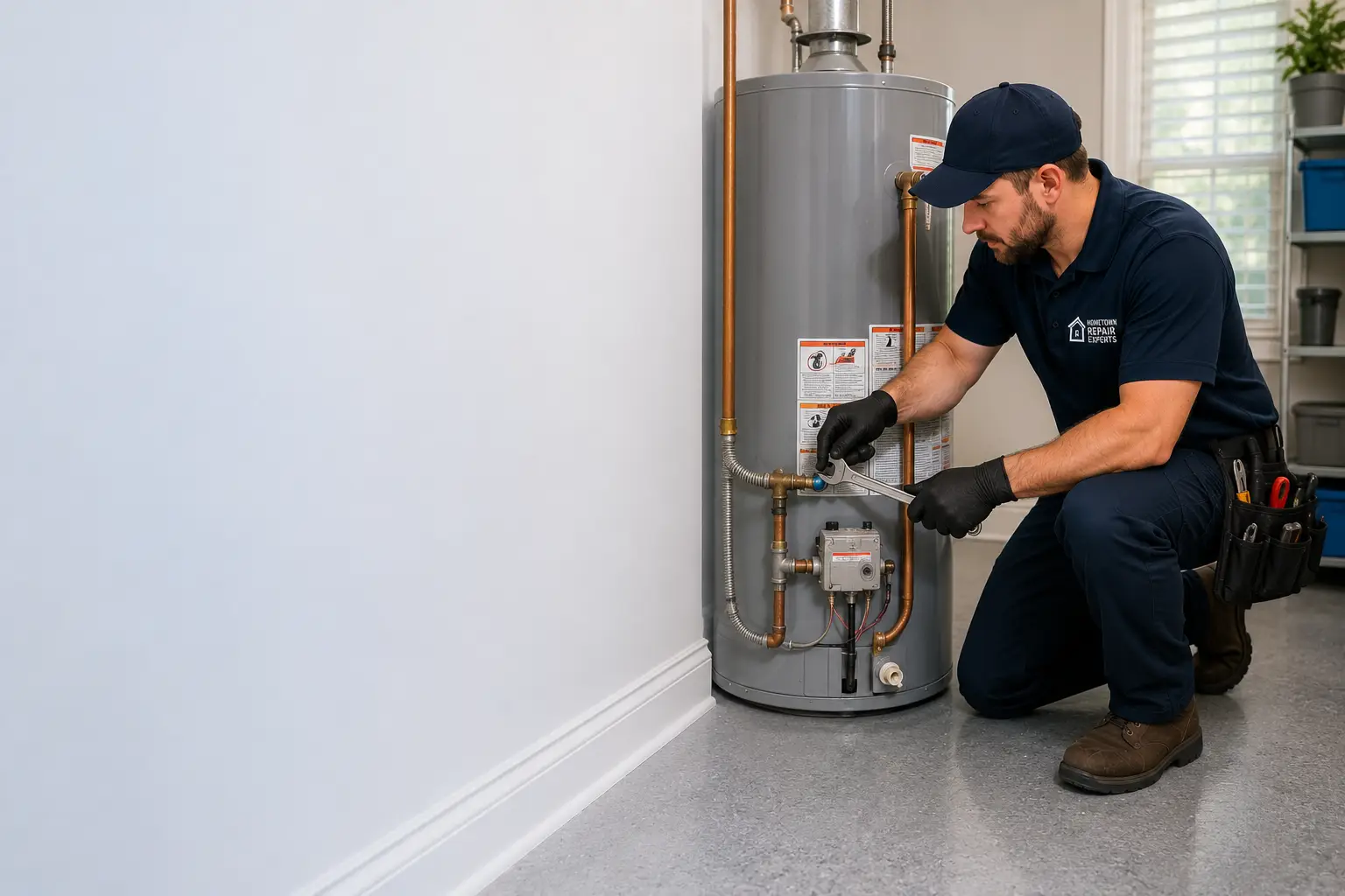 Emergency water heater repair in Pompano Beach utility room