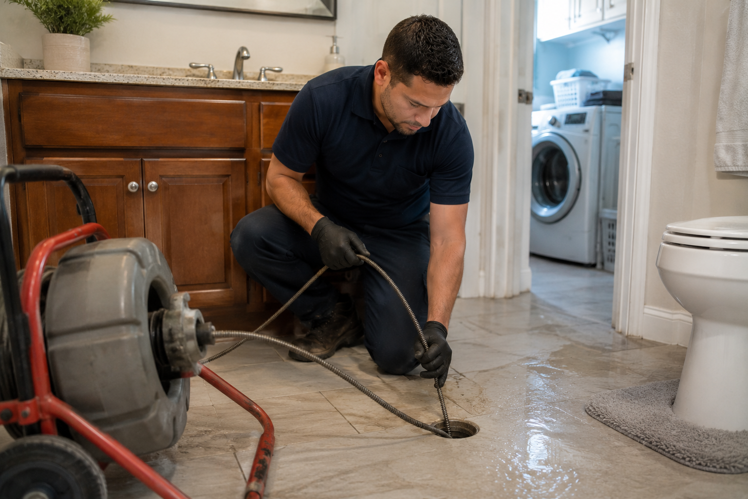 Emergency drain cleaning service inside a Pembroke Pines home