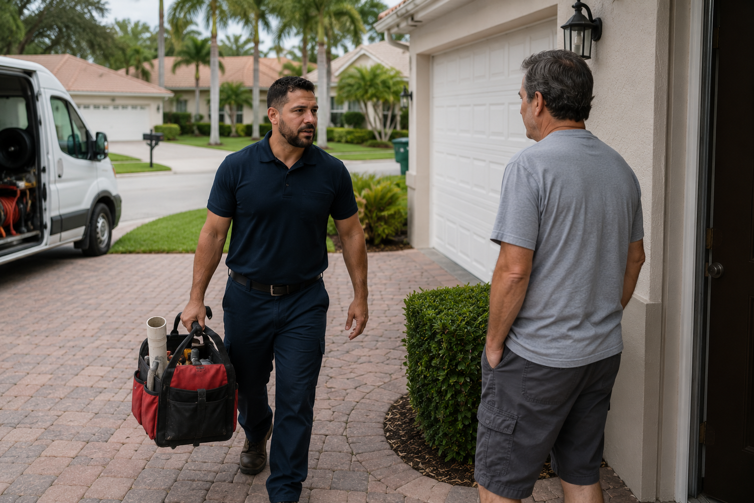 Emergency plumber responding to a plumbing issue at a Pembroke Pines home