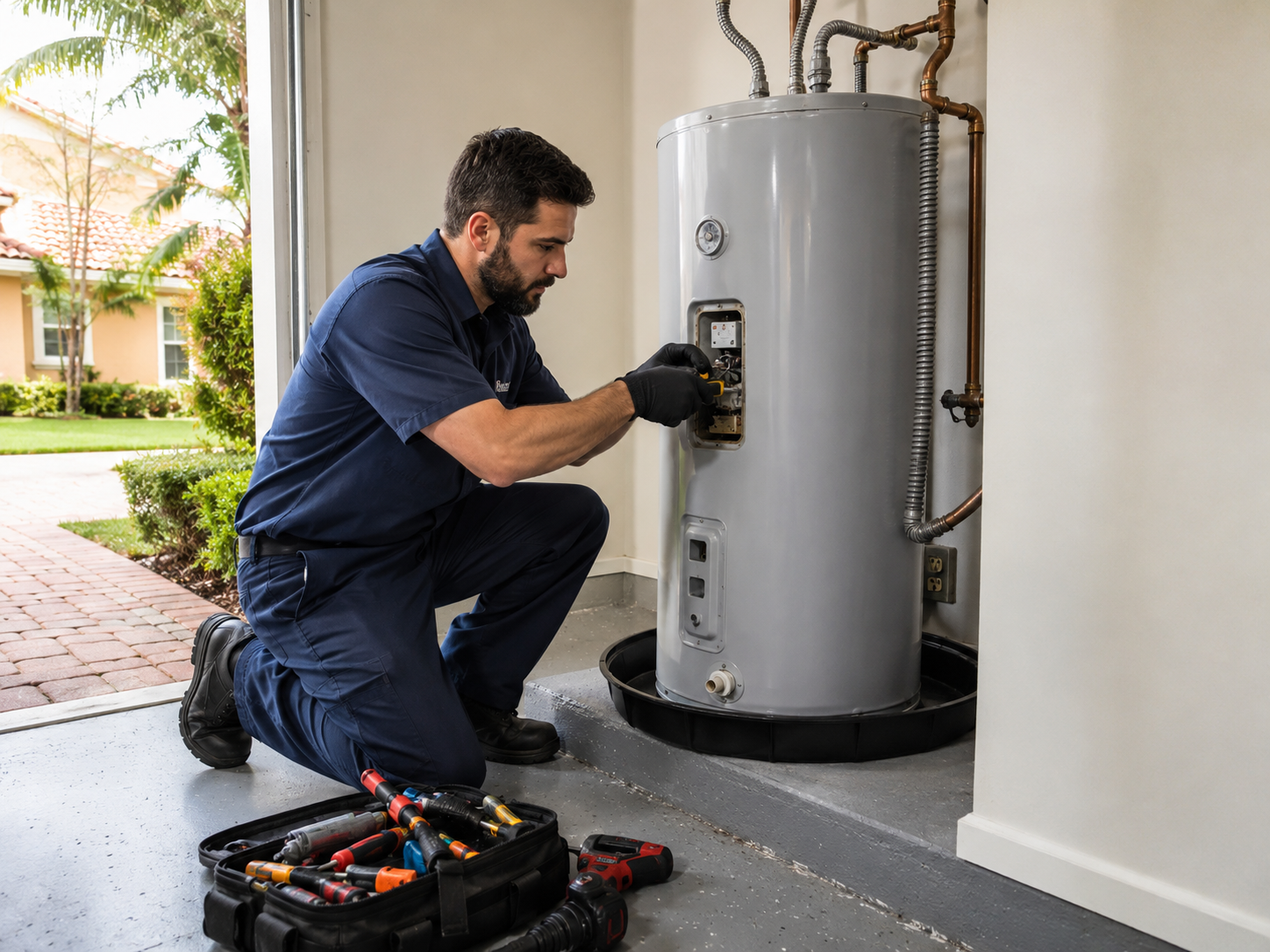 Water heater repair in a Pembroke Pines garage